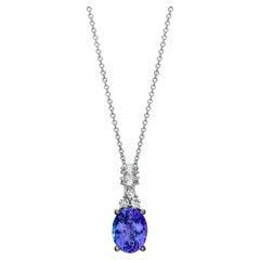 14K White Gold Diamond Tanzanite Pendant