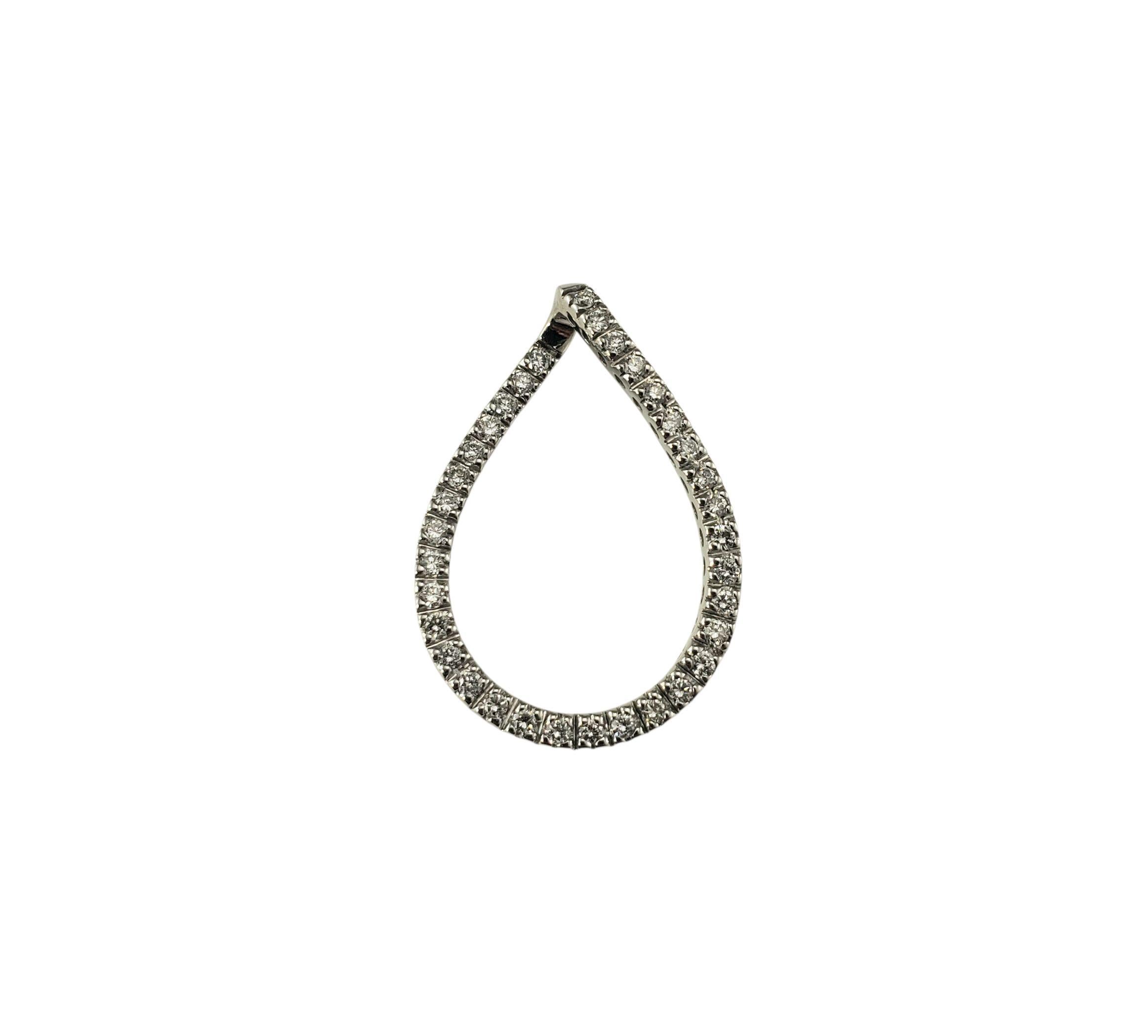 14K White Gold Diamond Tear Drop Slide Pendant #23448 For Sale