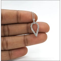 14K White Gold Diamond Teardrop Pendant Necklace