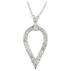 14K White Gold Diamond Teardrop Pendant Necklace