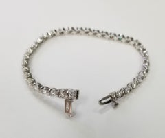 14k White Gold Diamond Tennis Bar Bracelet Weighing 3.50ctw