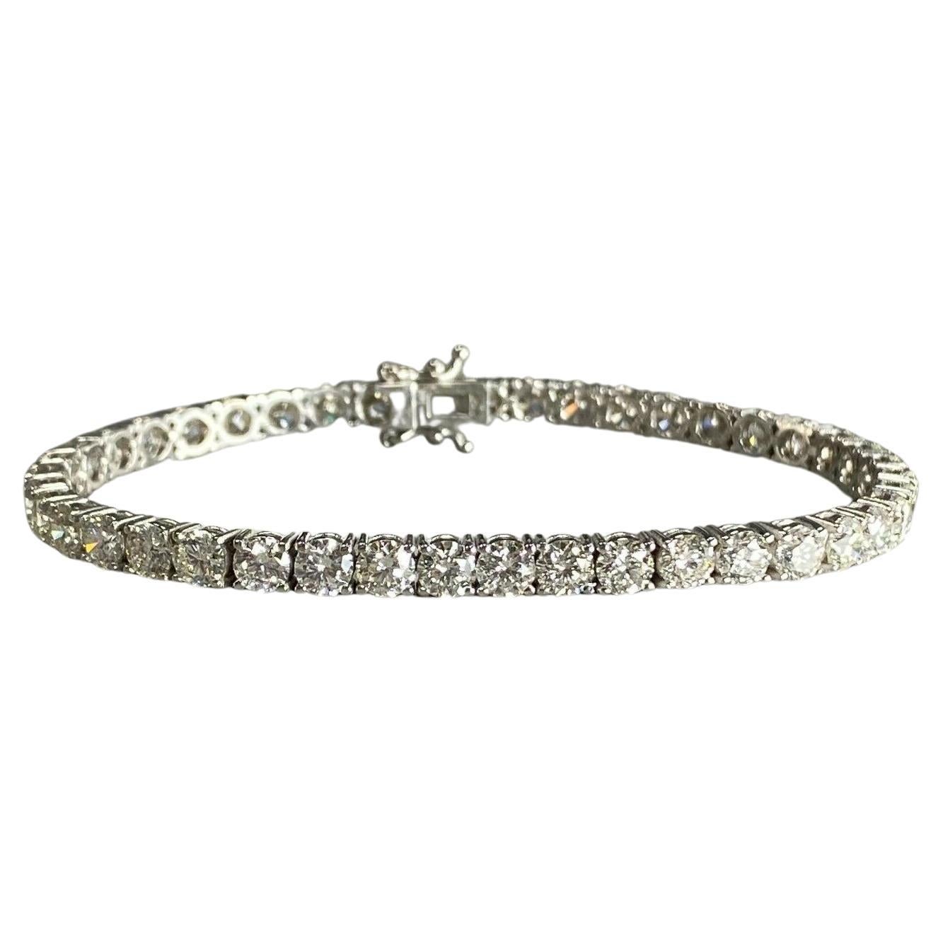 14k White Gold Diamond "Tennis" Bracelet 10.28cts For Sale
