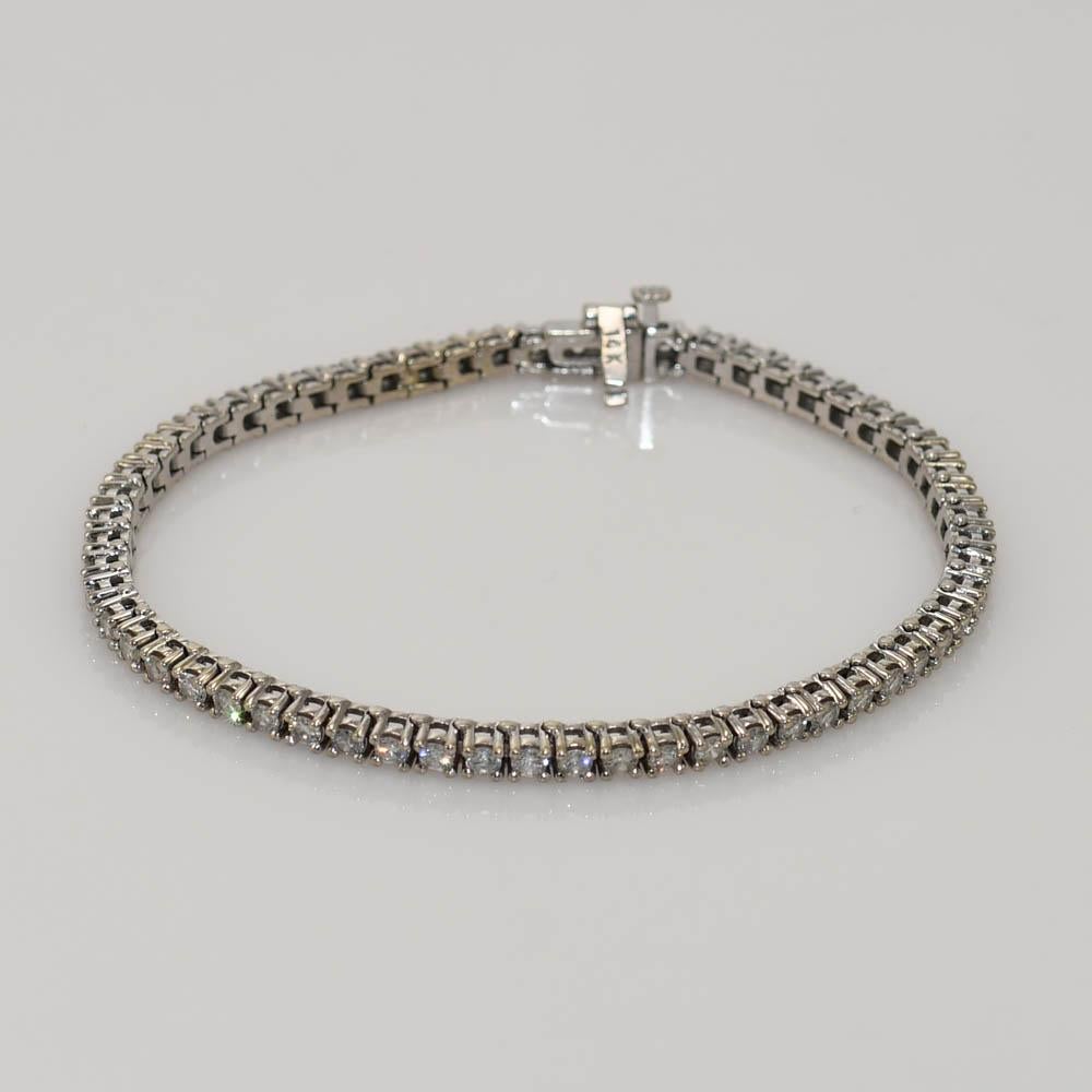 Brilliant Cut 14K White Gold Diamond Tennis Bracelet, 2.00tdw, 10g