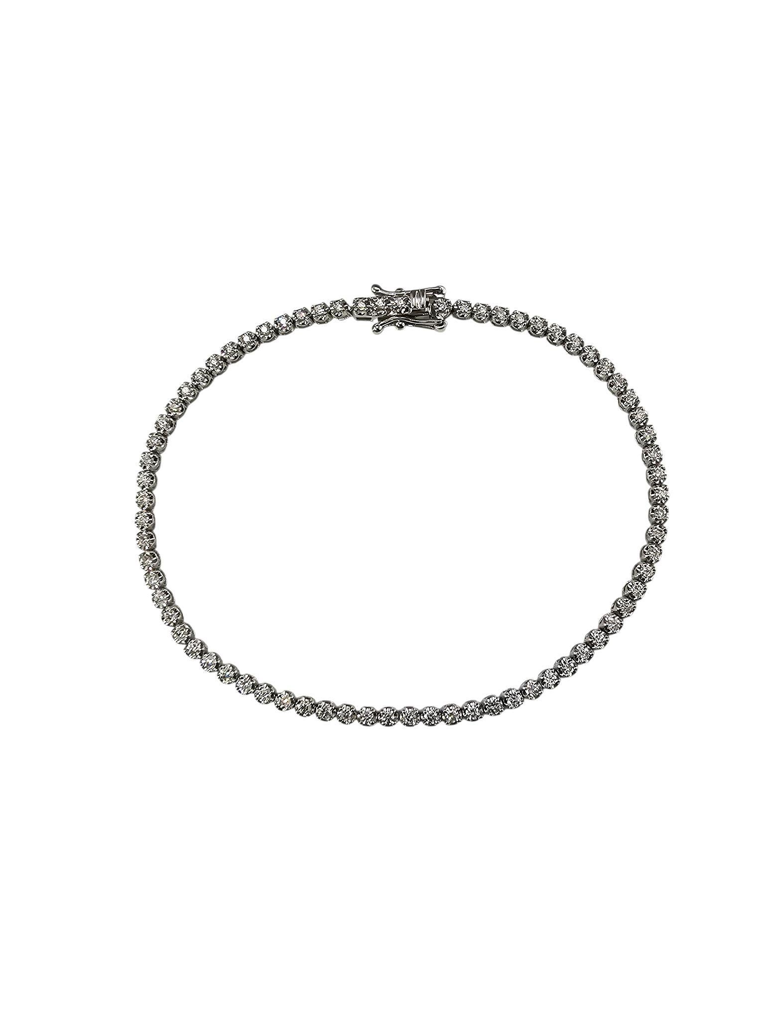 Pulsera de tenis con diamantes de oro blanco de 14 quilates #24571