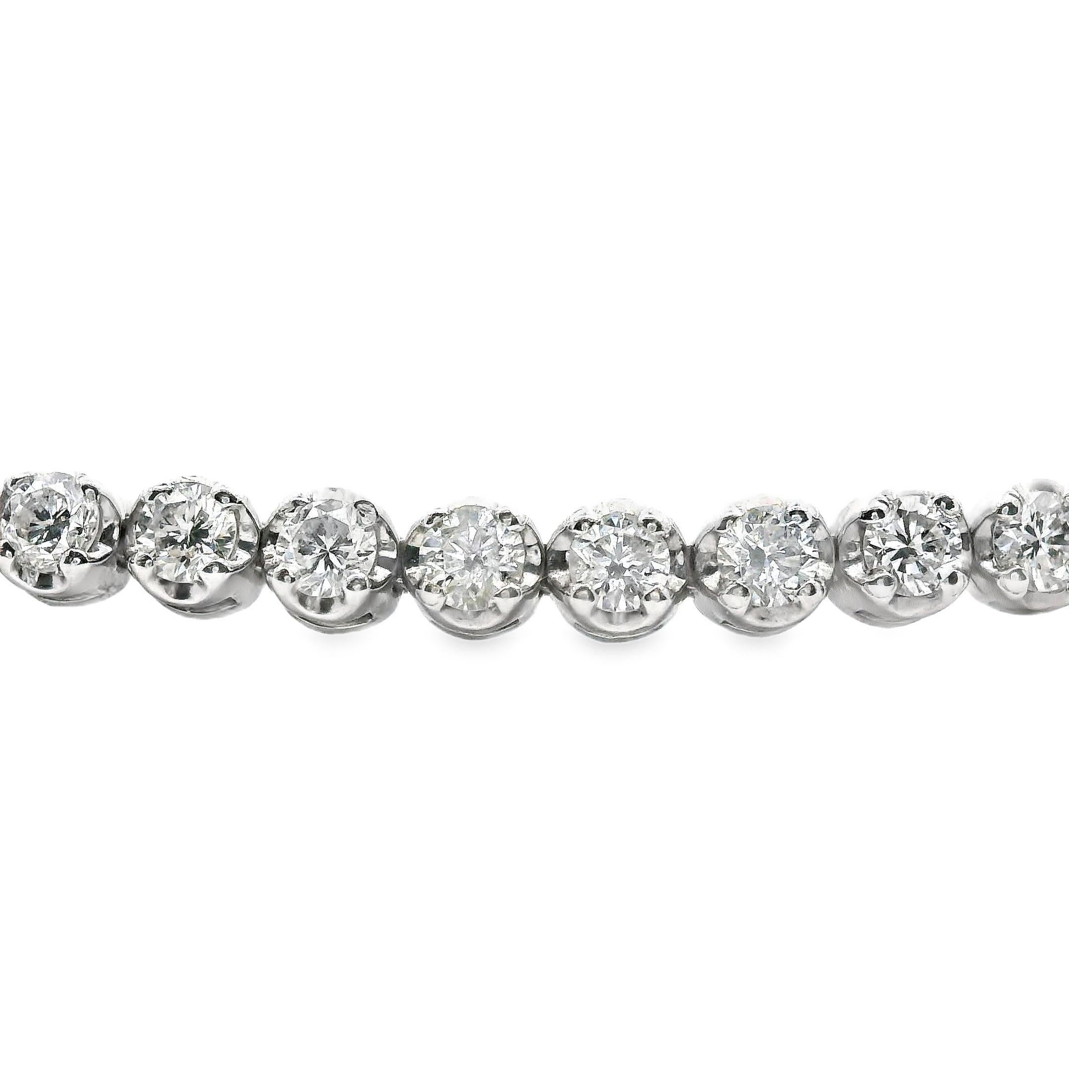 Women's 14k White Gold Diamond Tennis Bracelet 2mm 1.74 ct w/ Appraisal For Sale