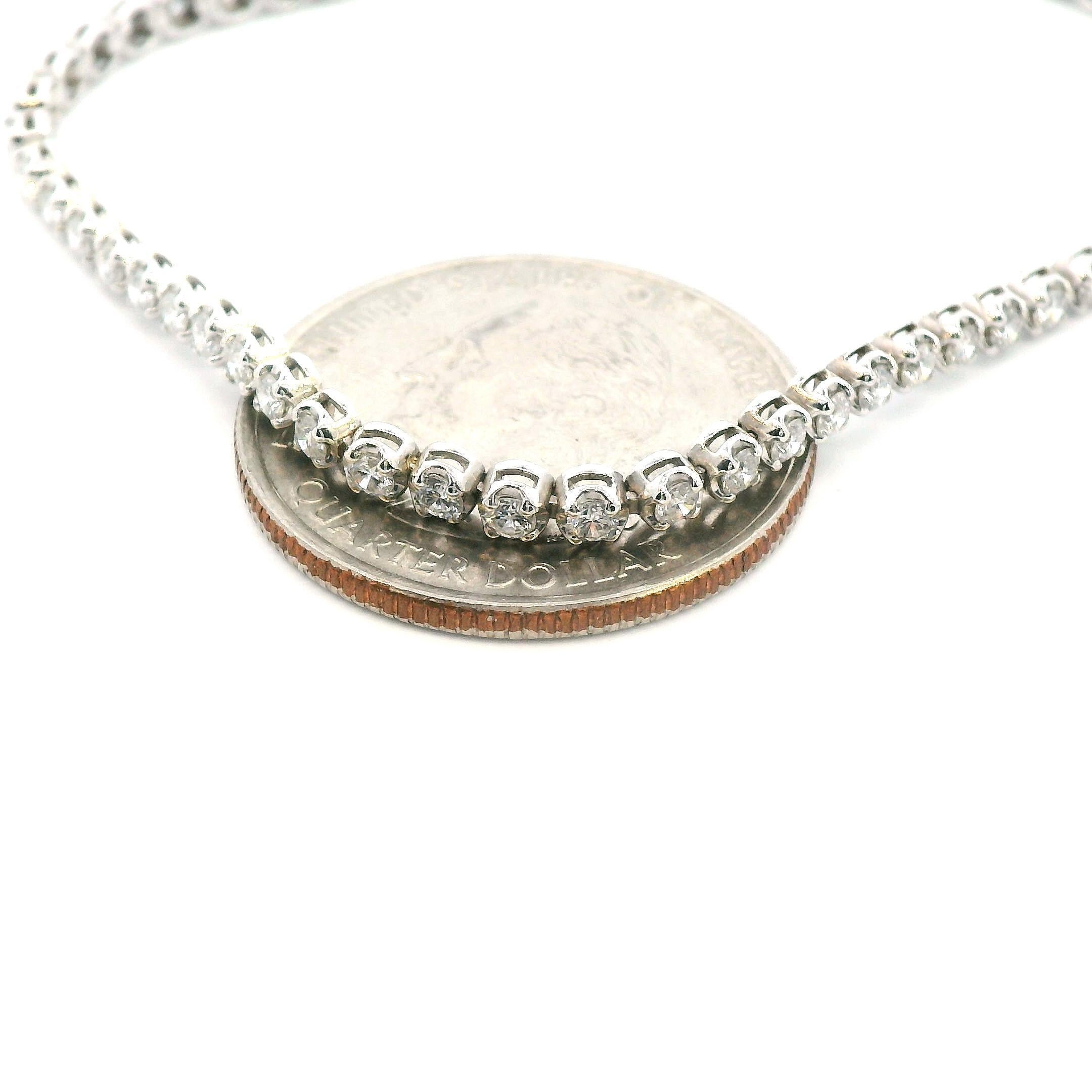 14k White Gold Diamond Tennis Bracelet 2mm 1.74 ct w/ Appraisal For Sale 2