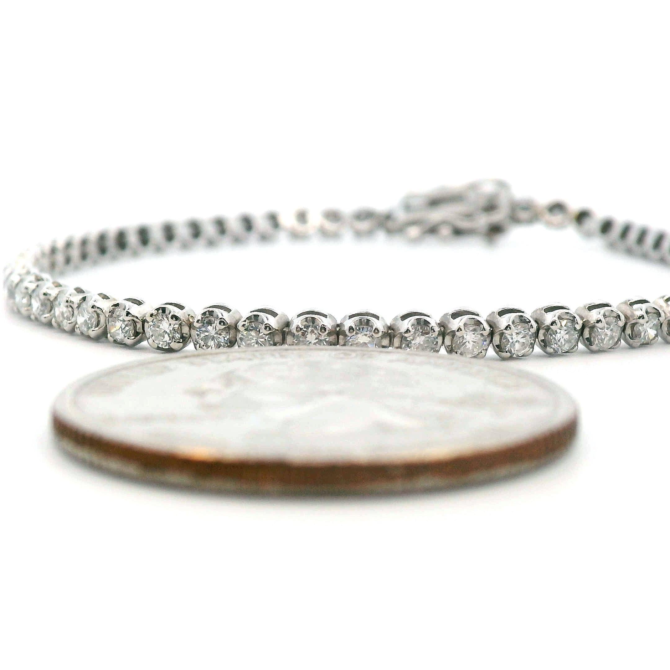14k White Gold Diamond Tennis Bracelet 2mm 1.74 ct w/ Appraisal For Sale 3