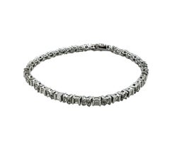 Bracciale tennis con diamanti in oro bianco 14K con accenti floreali #16543