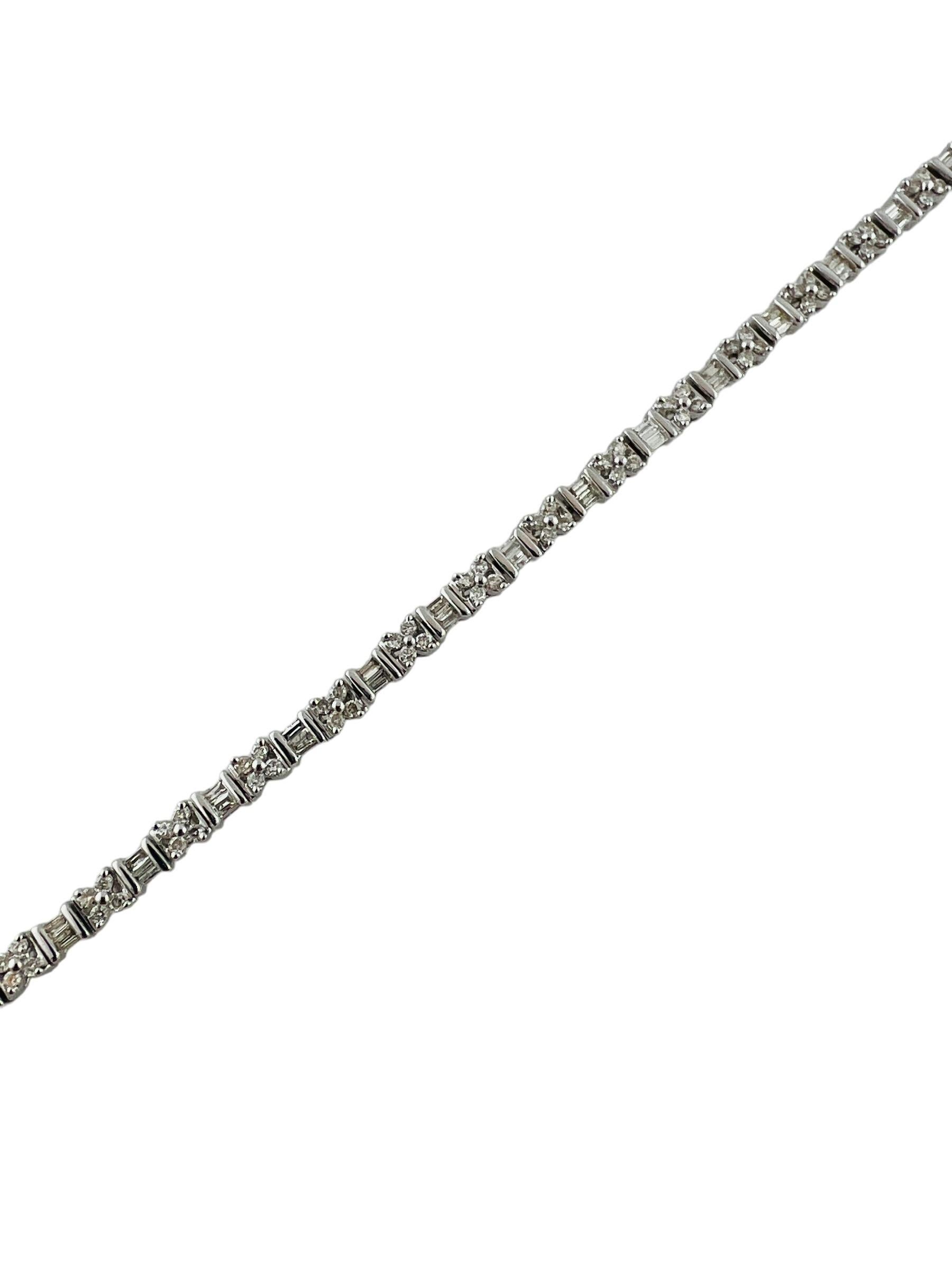 Brilliant Cut 14K White Gold Diamond Tennis Bracelet Floral Accents #16543 For Sale
