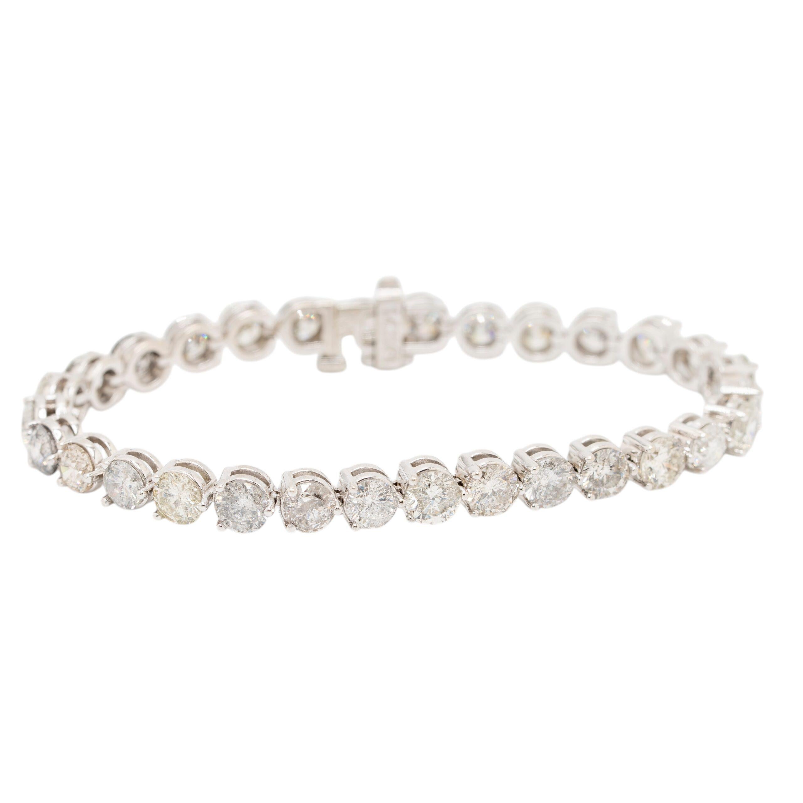 Pulsera de tenis con diamantes de oro blanco de 14k en venta 1