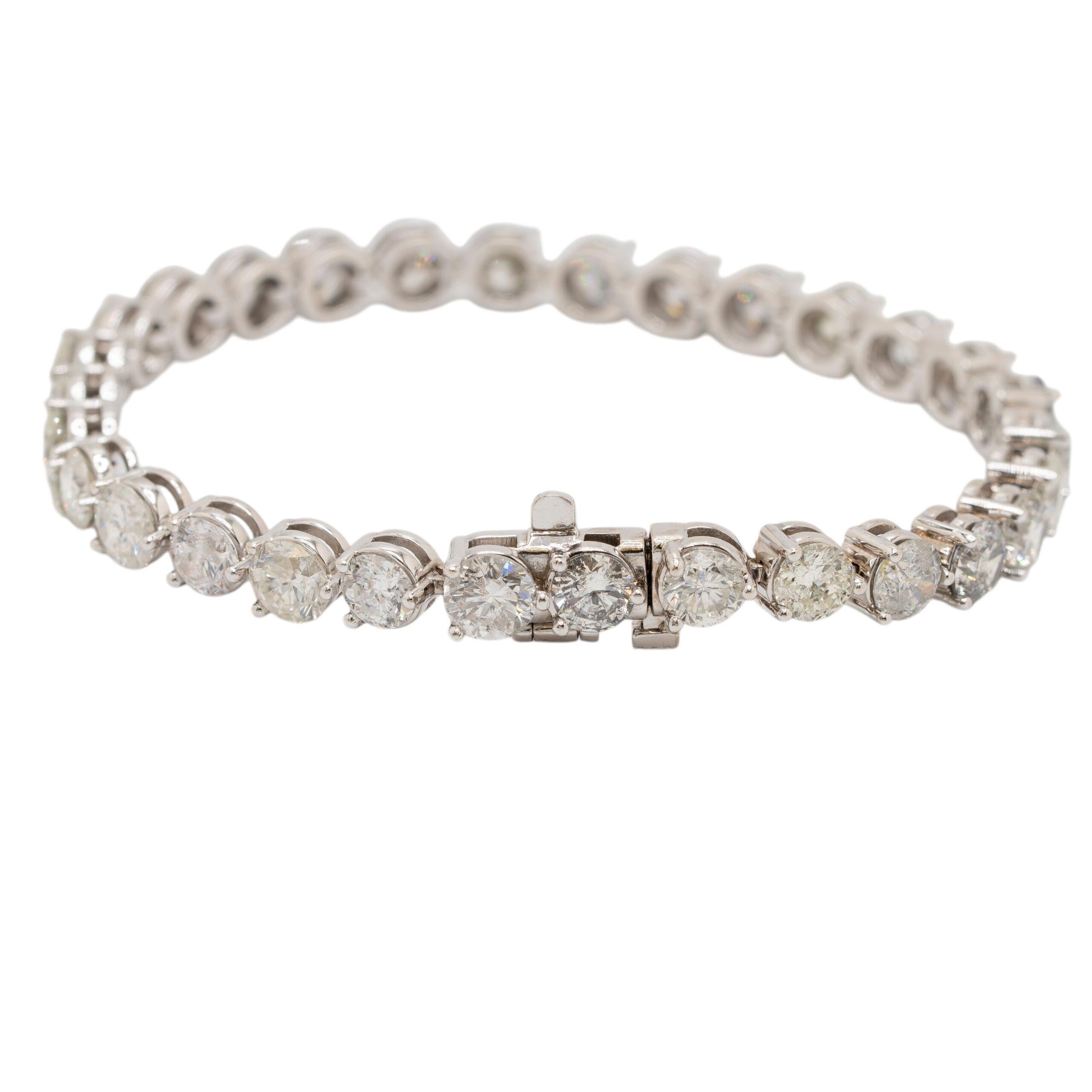 Pulsera de tenis con diamantes de oro blanco de 14k en venta 2