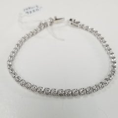 14k White Gold Diamond Tennis Bracelet Set in an Bead Setting 3.02 Carats