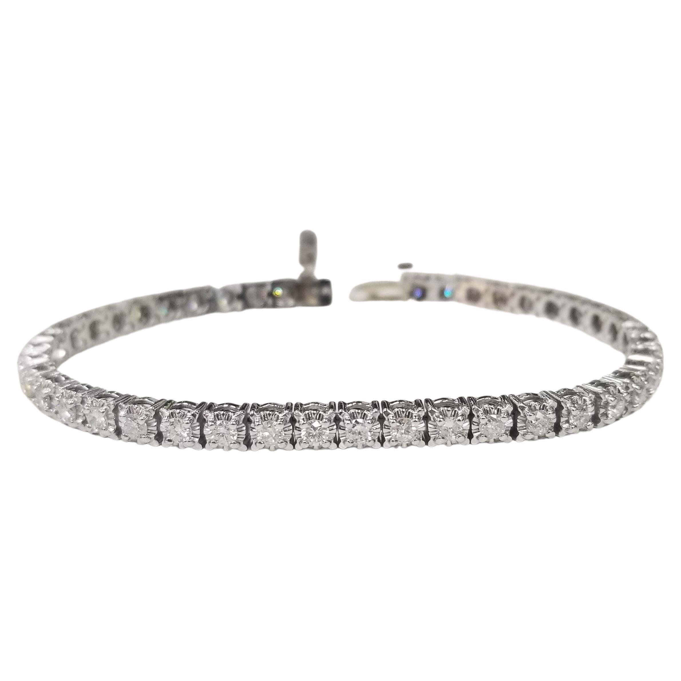 14k White Gold Diamond Tennis Bracelet Set in an Illusion Setting 3.01 Carats