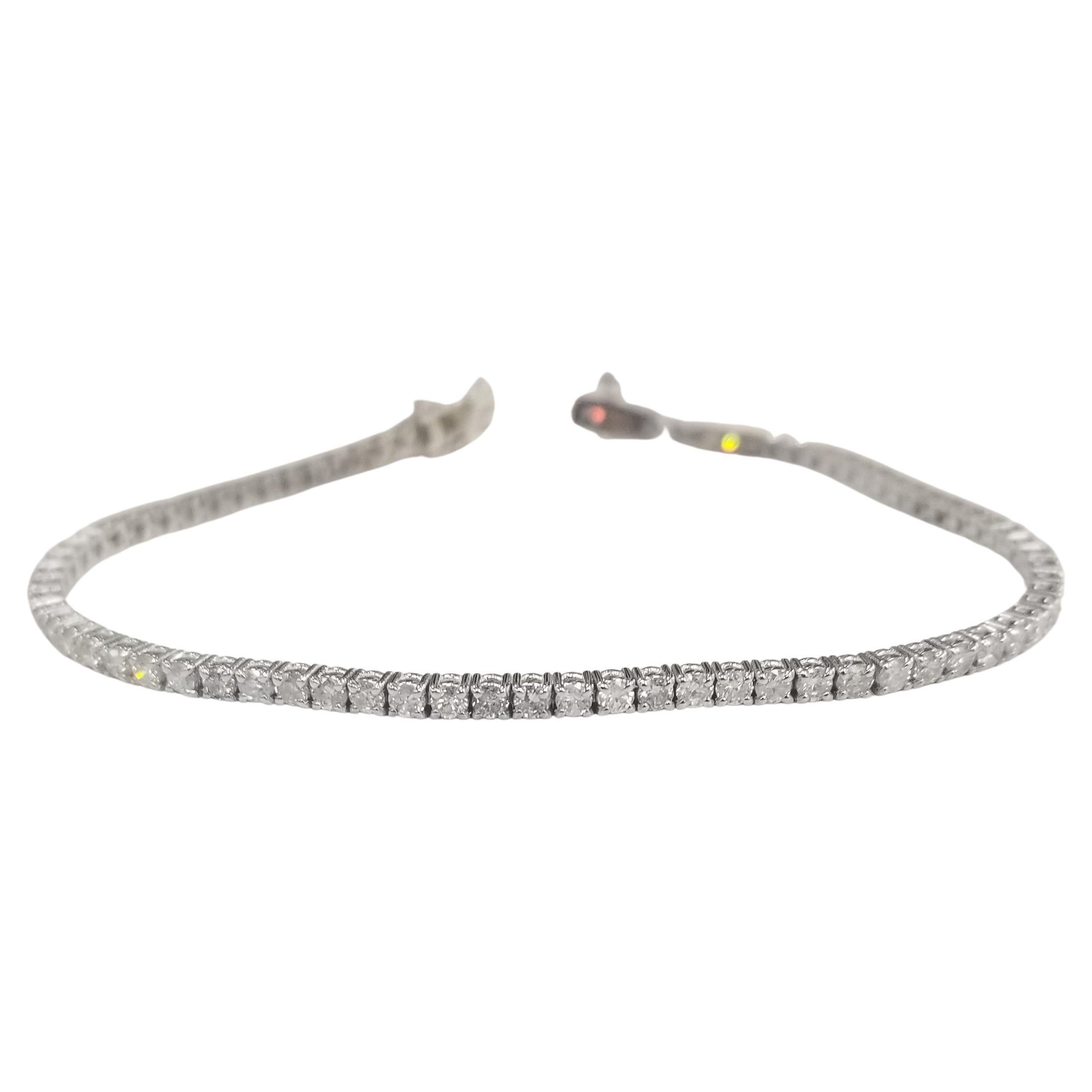 14k White Gold Diamond "Tennis" Bracelet Weighing 3.00 Carats