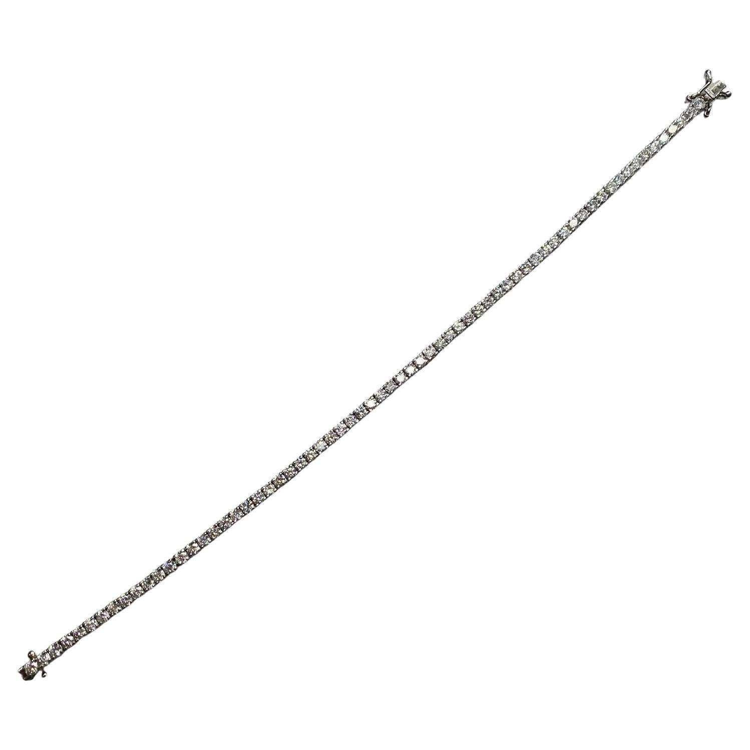 14k White Gold Diamond Tennis Bracelet Weighing 4.35 CTW