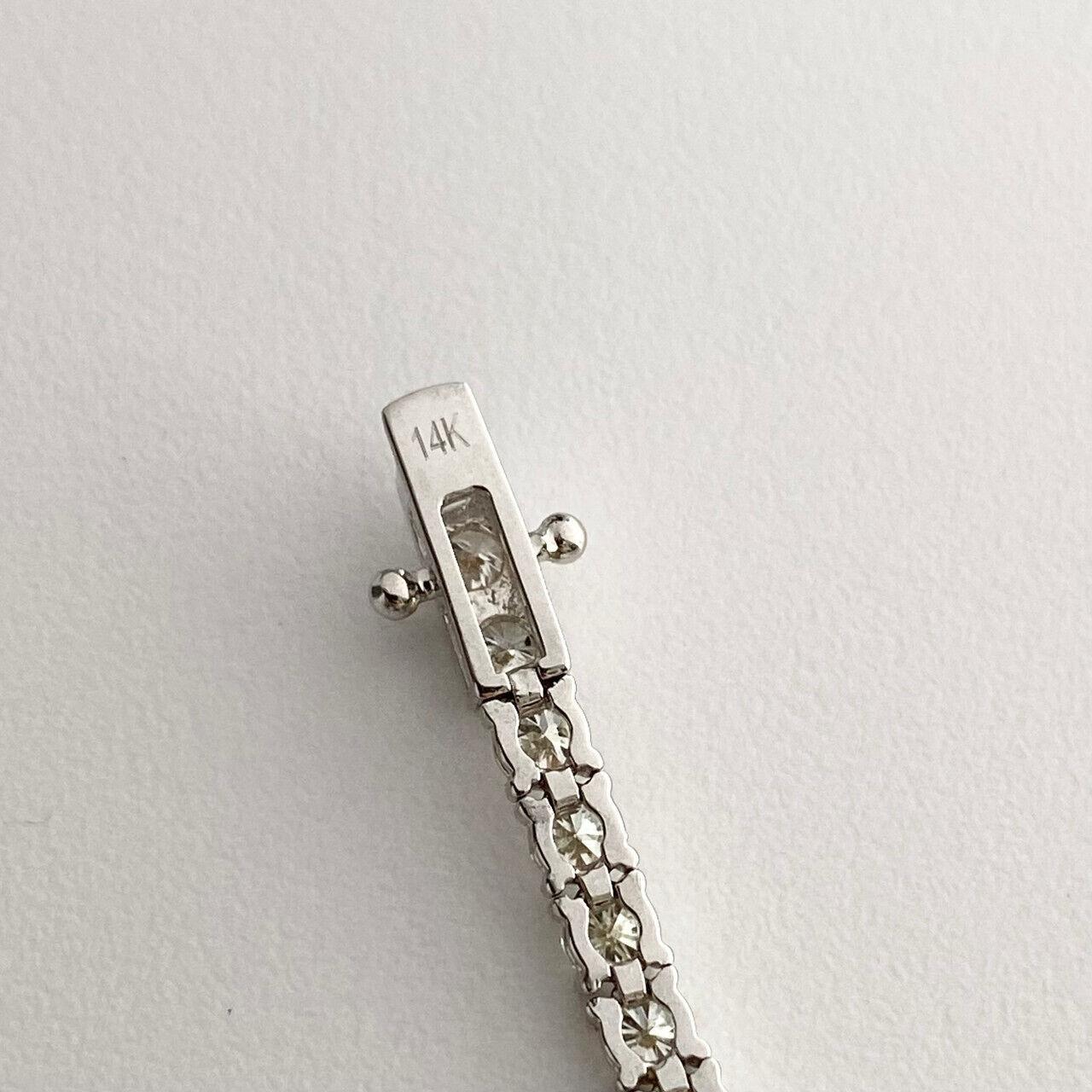 14 Karat Weißgold Diamant-Tennisarmband mit Gewicht von 6,25 Karat (Rundschliff) im Angebot