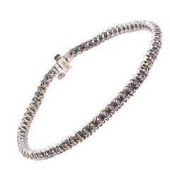 14 Karat White Gold Diamond Tennis Bracelet with Trellis Setting