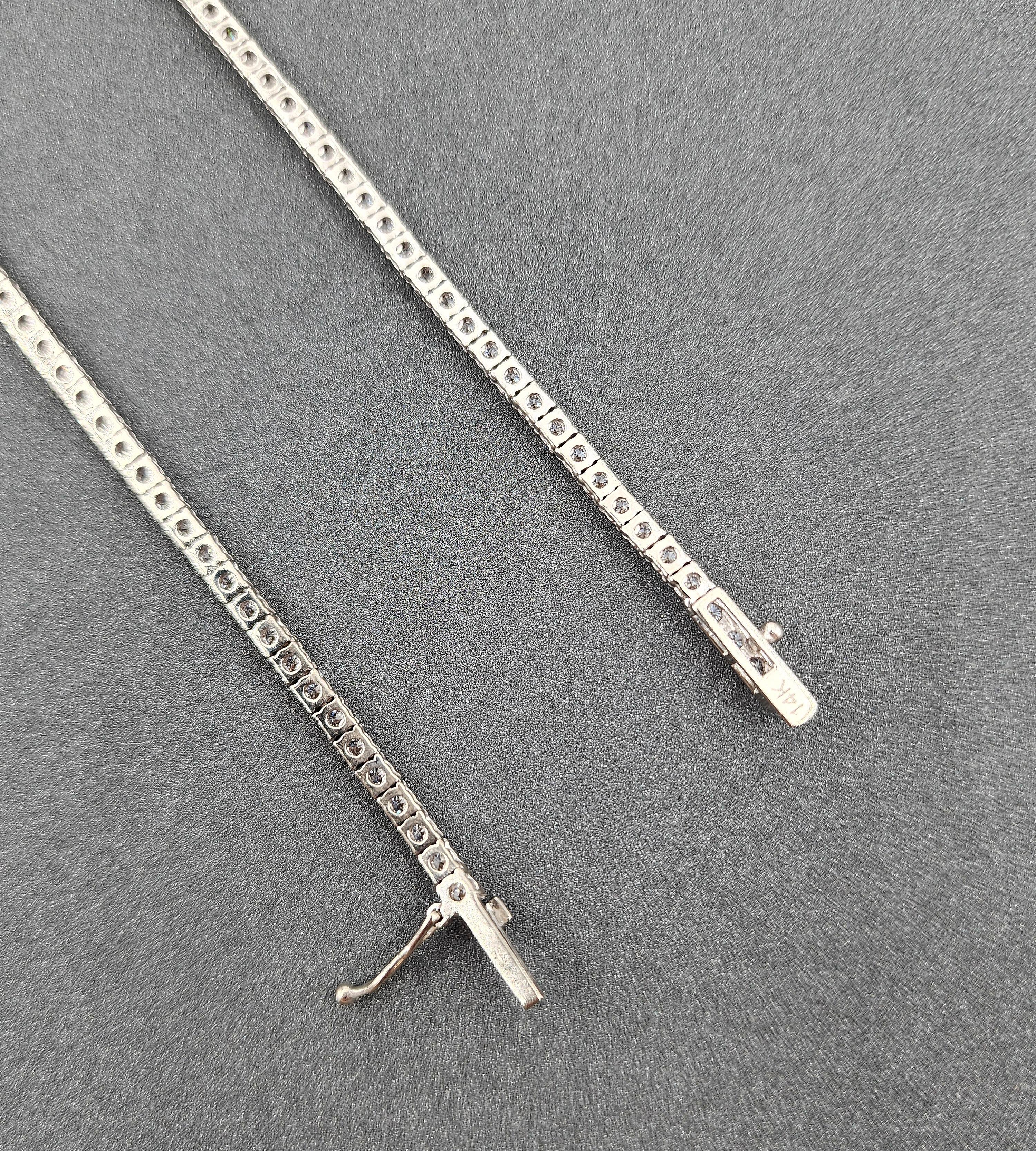 Collier de tennis en or blanc 14k avec diamants - Approx 9.00 Ct Unisexe en vente