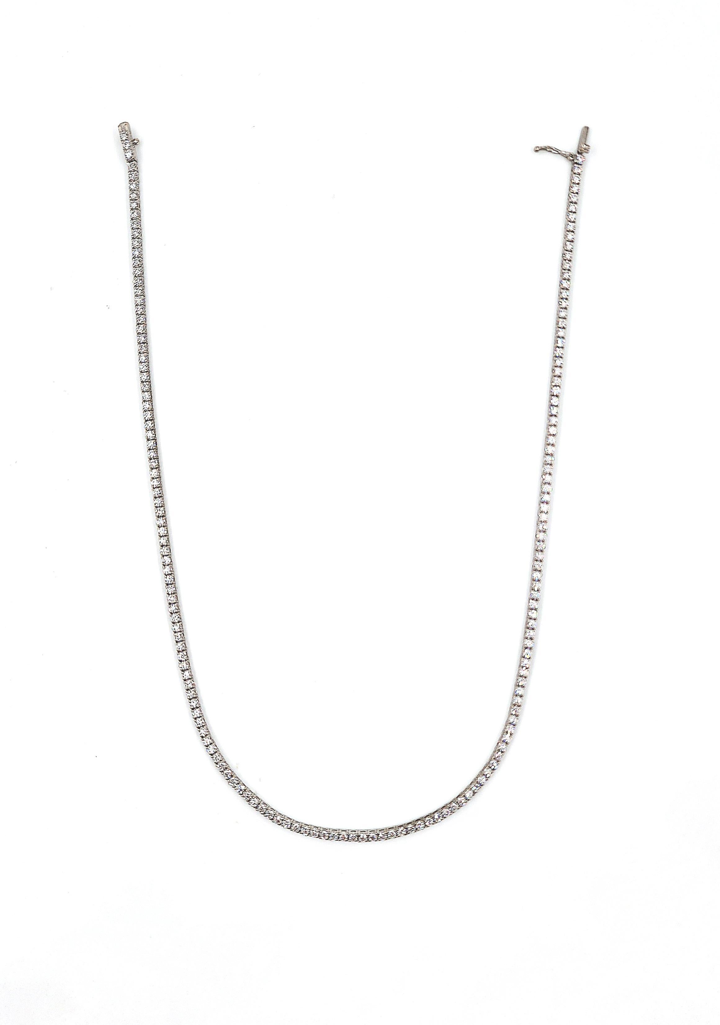 Collier de tennis en or blanc 14k avec diamants - Approx 9.00 Ct en vente 2