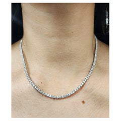Collier de tennis en or blanc 14k avec diamants - Approx 9.00 Ct