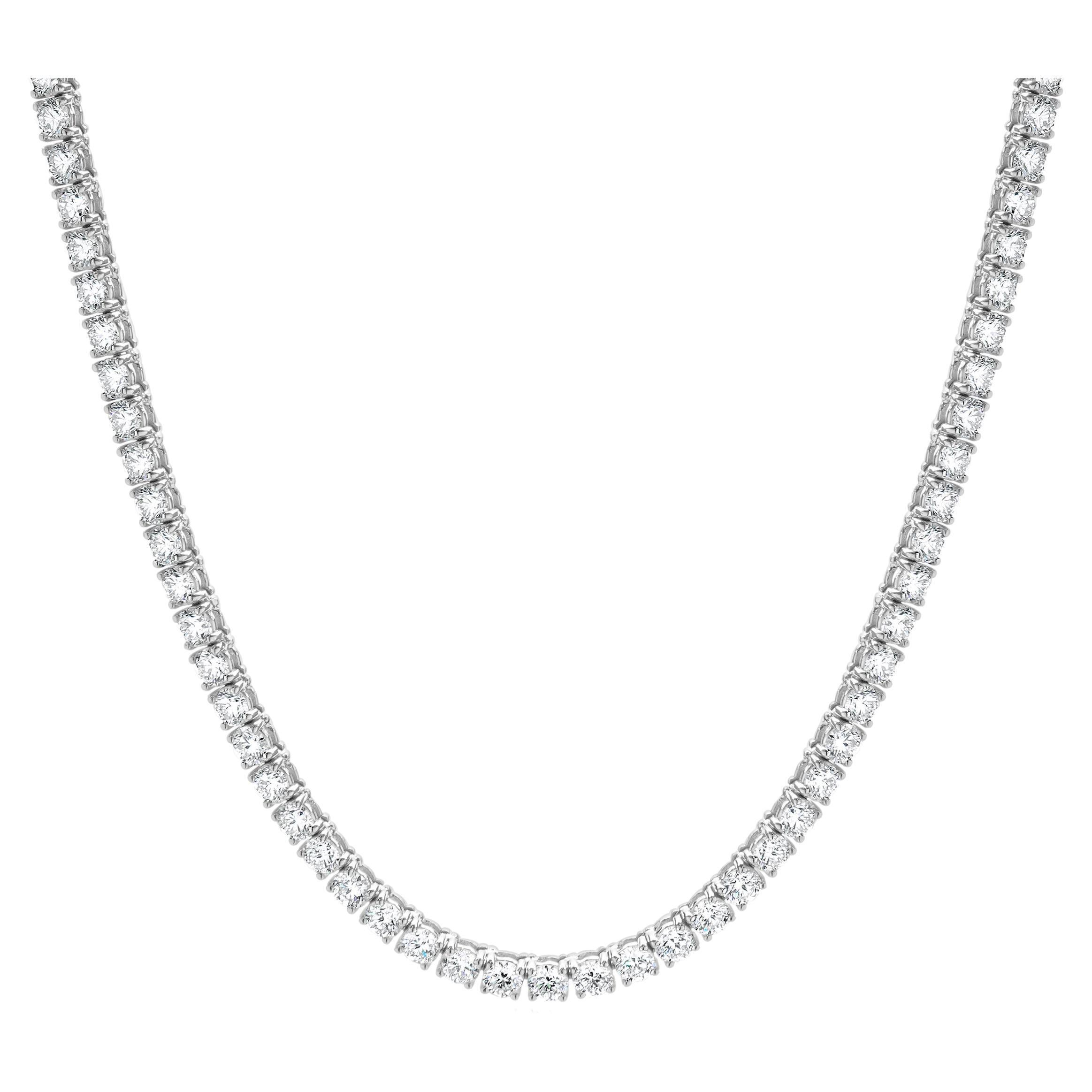 14k White Gold Diamond Tennis Necklace