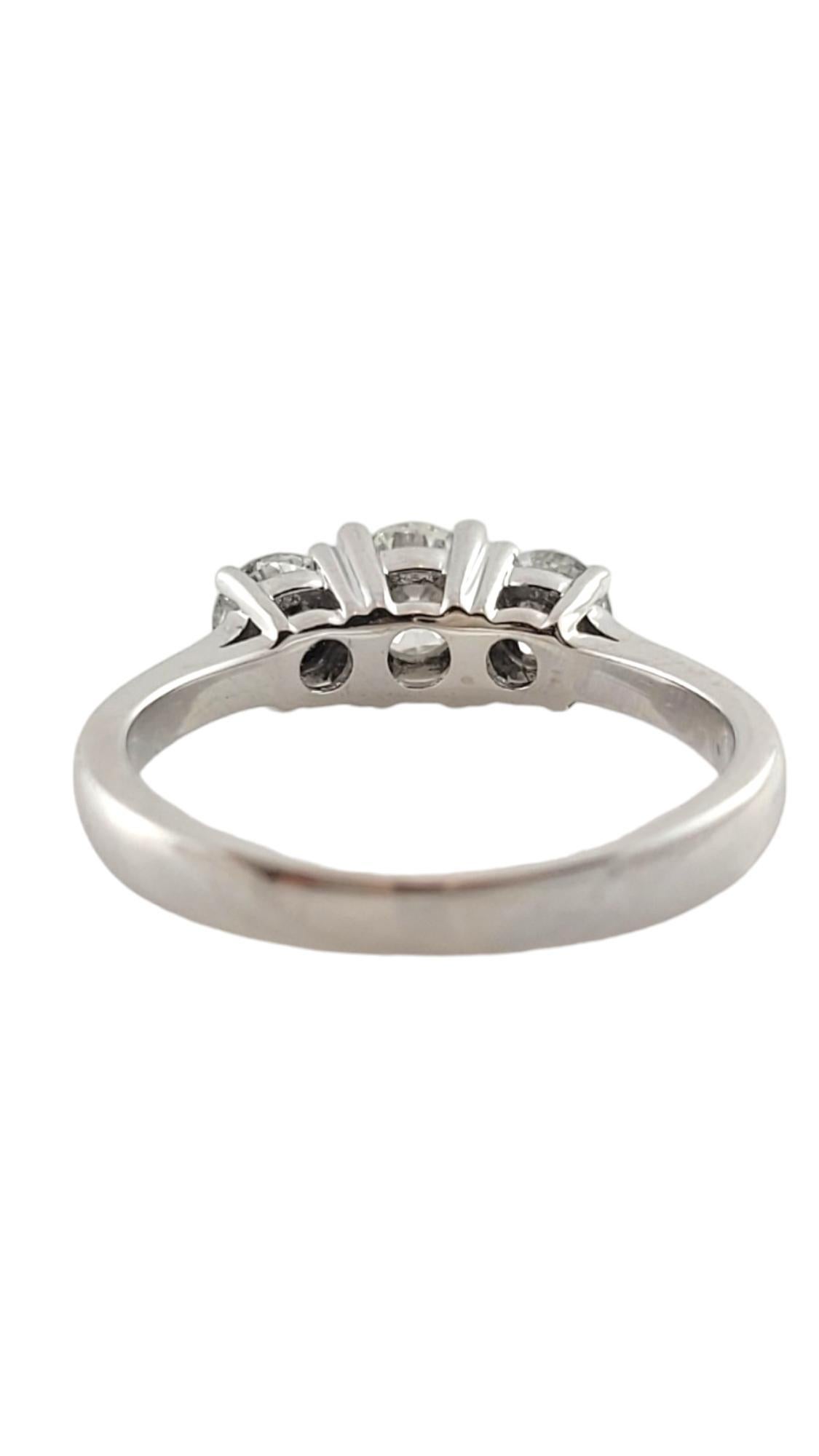 14K White Gold Diamond Trinity Style Engagement Ring Size 7 #18056 In Good Condition For Sale In Washington Depot, CT