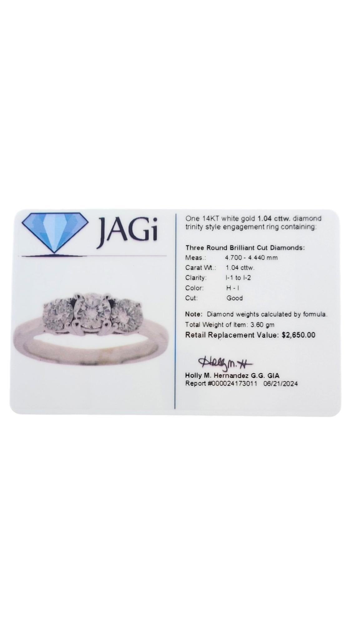 14K White Gold Diamond Trinity Style Engagement Ring Size 7 #18056 For Sale 2
