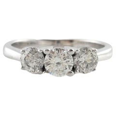 14K White Gold Diamond Trinity Style Engagement Ring Size 7 #18056