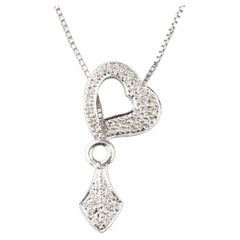 Collier lariat en or blanc 14 carats avec diamants en forme de cœur unique de 19,5 (2,02 carats)