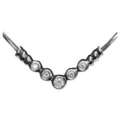 14k White Gold Diamond "v" Bezel Set Necklace