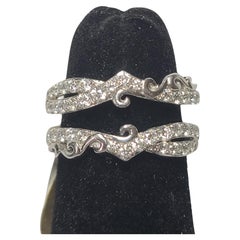 14K White Gold Diamond Wave Ring with Natural Stones