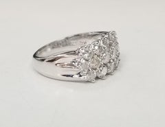 14k white gold diamond wedding 3 row ring