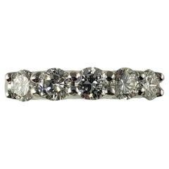 Vintage 14K White Gold Diamond Wedding Anniversary Band Ring Size 6.75 #14215