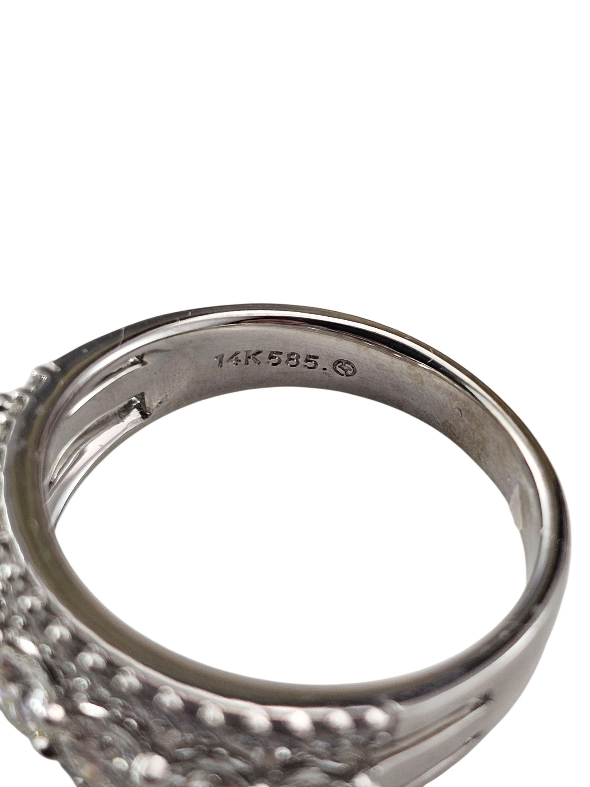 14K Weißgold Diamant Hochzeit / Jahrestag Band Ring Größe 7-7,25 #23550 Damen im Angebot