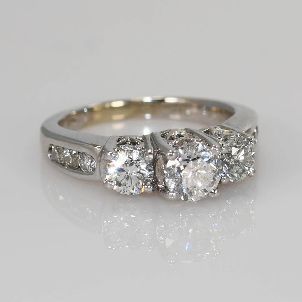 14K Weißgold Diamant Ehering Set 1,54ct im Angebot 3