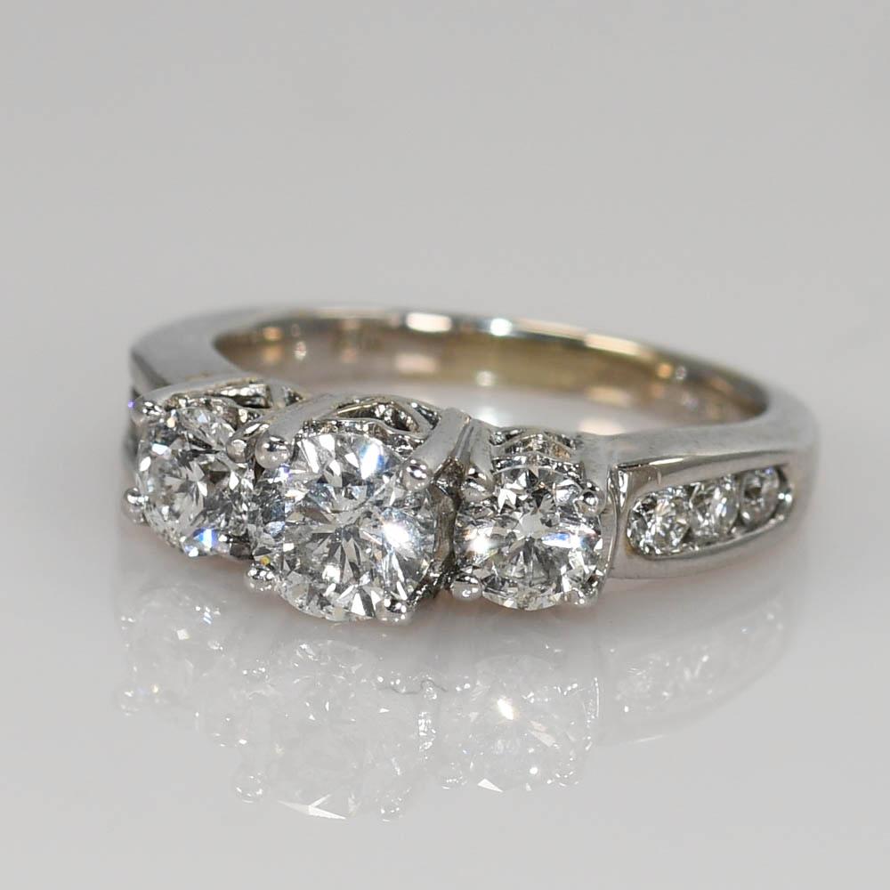 14K Weißgold Diamant Ehering Set 1,54ct im Angebot 4