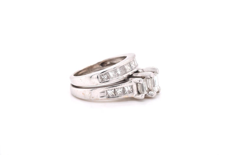 14 Karat White Gold Diamond Wedding Set For Sale at 1stDibs
