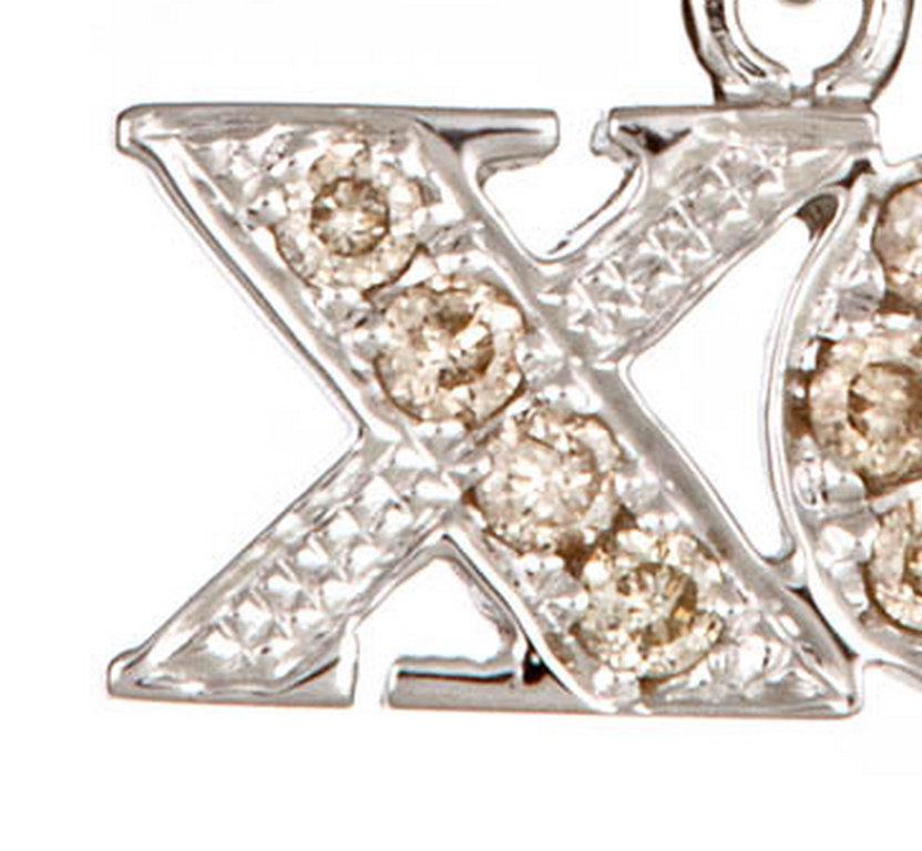 his Sydney Evan White Gold and Diamond XO Necklace features 0.09 carats of sparkling champagne diamonds and spells out 