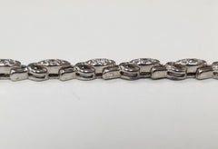 14 Karat White Gold Diamonds "Antique" Link Bracelet