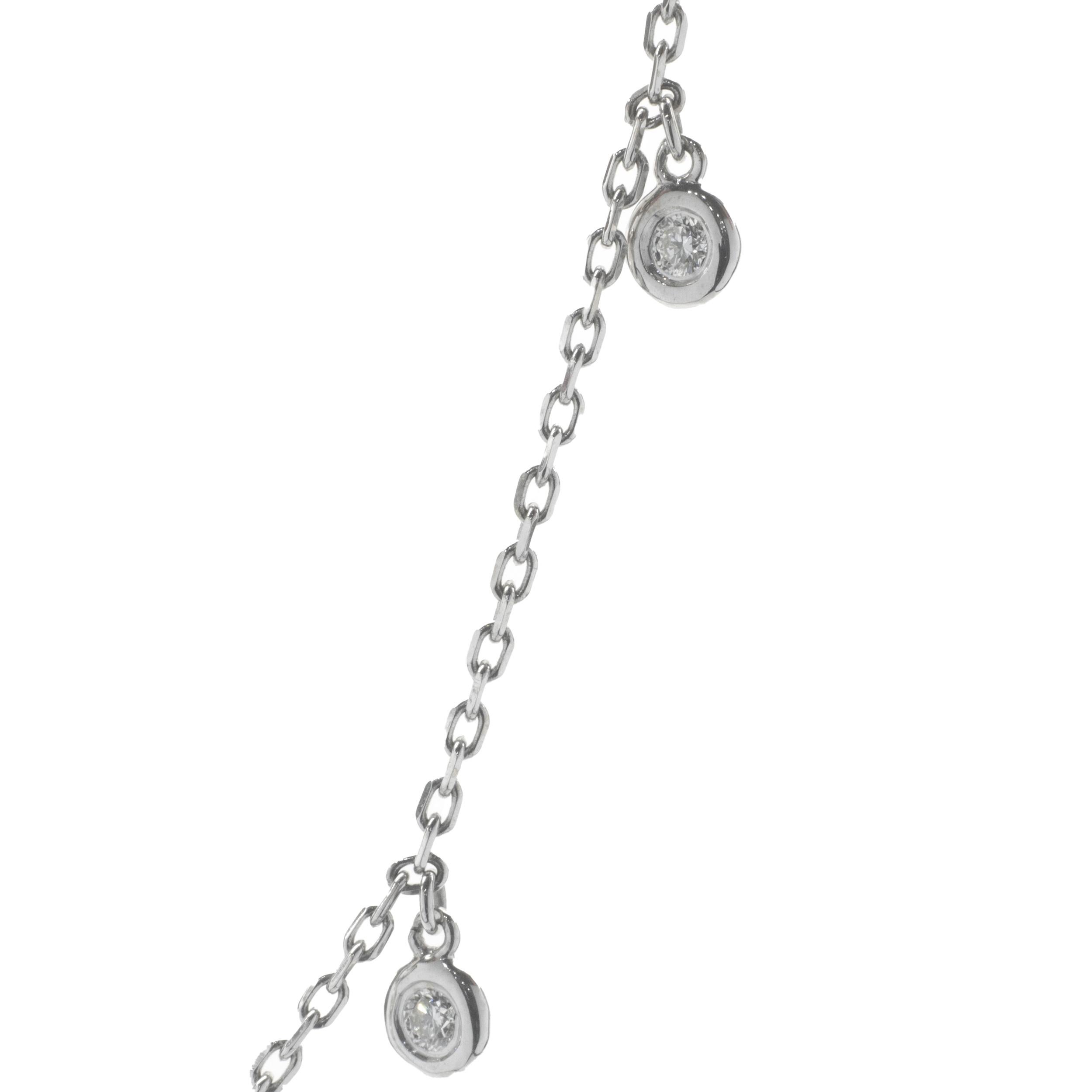 Round Cut 14K White Gold Diamonds By The Yard Necklace For Sale
