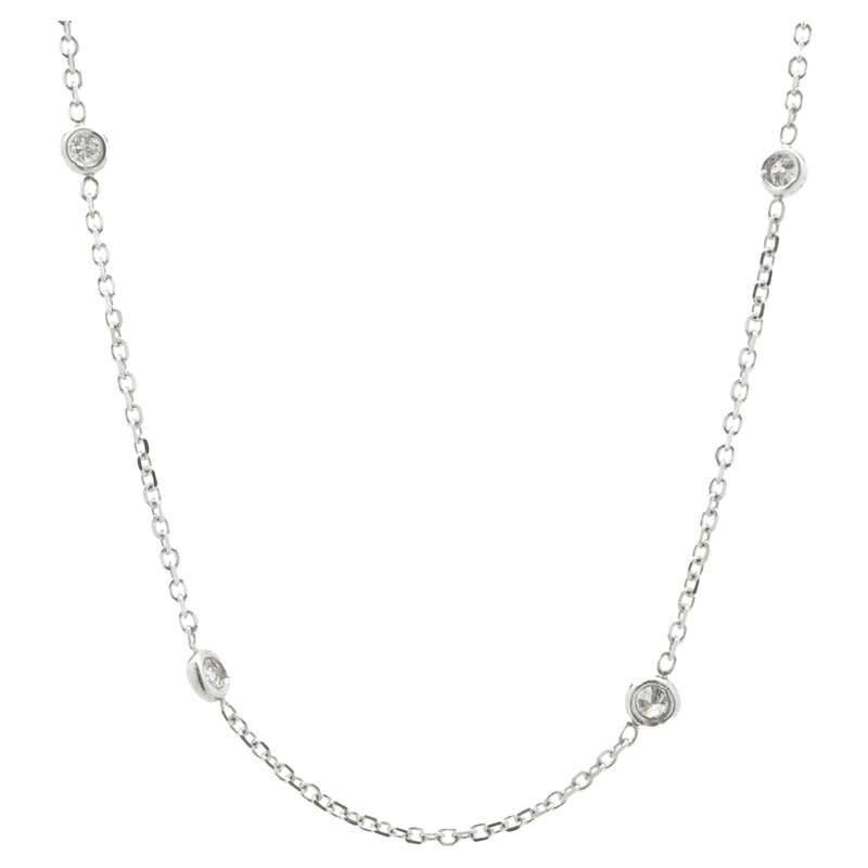 14K White Gold Diamonds By The Yard Necklace For Sale at 1stDibs