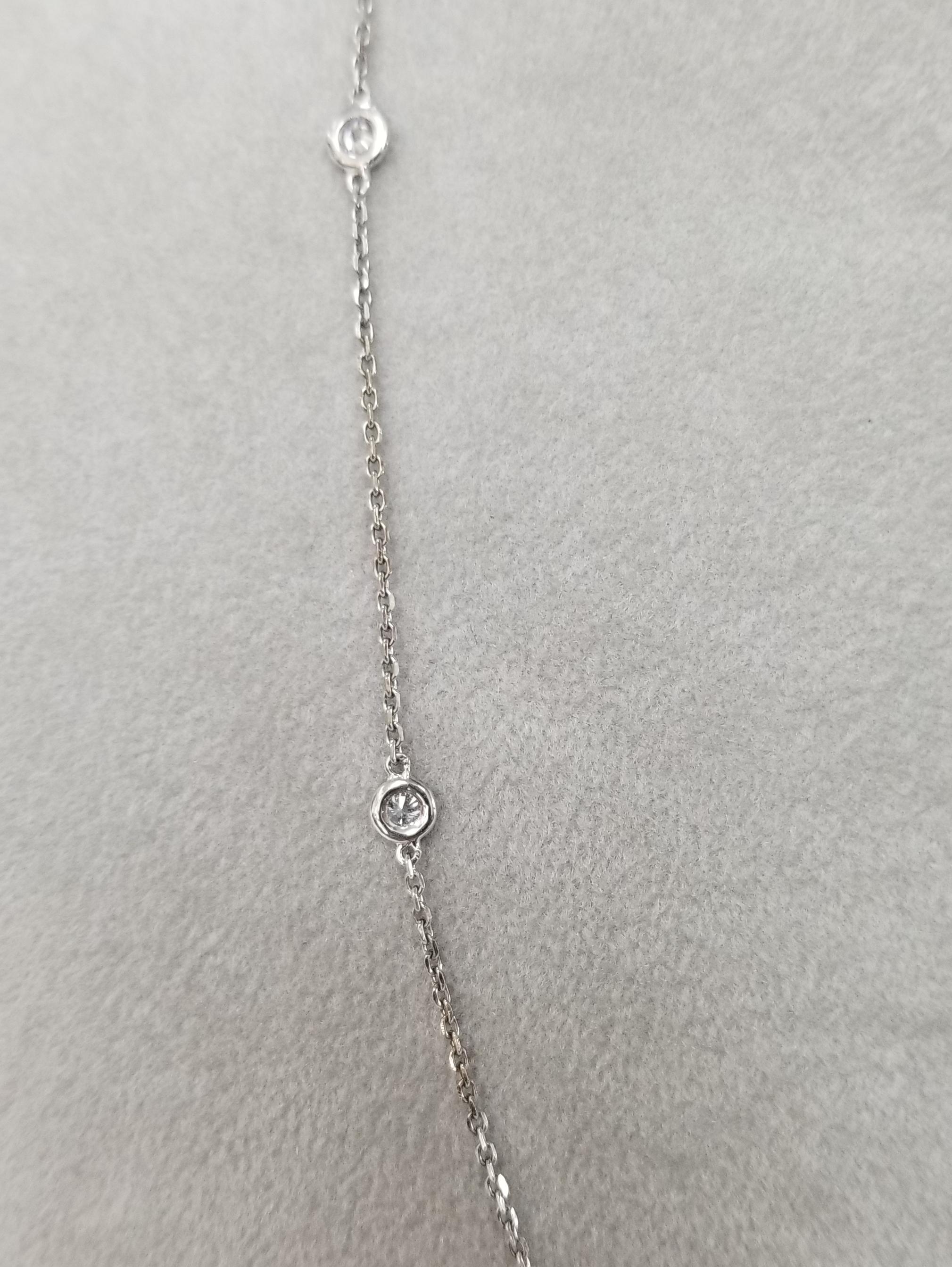 Contemporary 14 Karat White Gold Diamonds by the Yard Necklace with .70pts