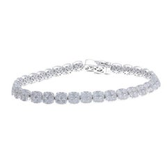 Bracelets à grappes coussin en or blanc 14 carats et diamants - 7,5 carats