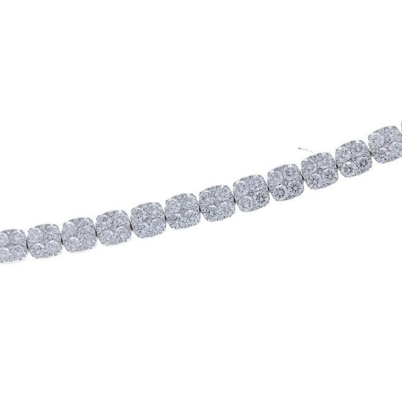 14K Weißgold Diamanten Kissen-Cluster-Armbänder mit Kissenschliff - 7,5 CTW (Moderne) im Angebot