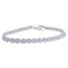 14K Weißgold Diamanten Kissen-Cluster-Armbänder mit Kissenschliff - 7,5 CTW
