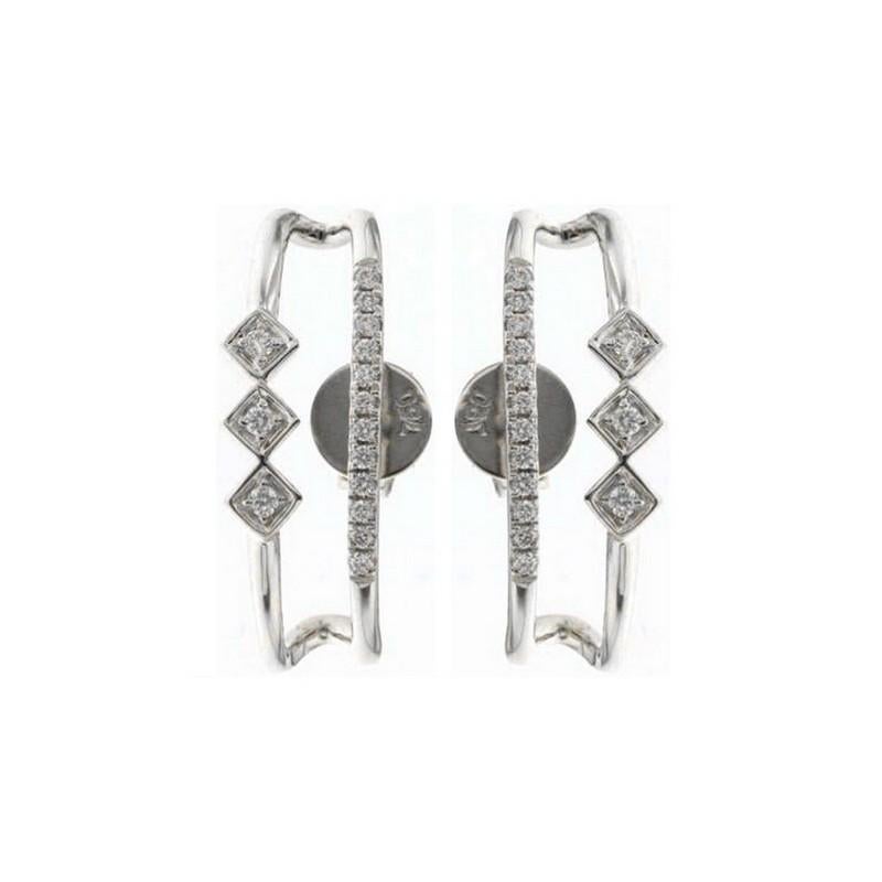 Modern 14K White Gold & Diamonds Gazebo Collection Earring (0.17 Ct) For Sale