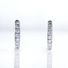 14K White Gold Diamonds Hoop Earrings