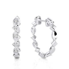 Boucles d'oreilles Huggie en or blanc 14K avec diamants -0.13 CTW