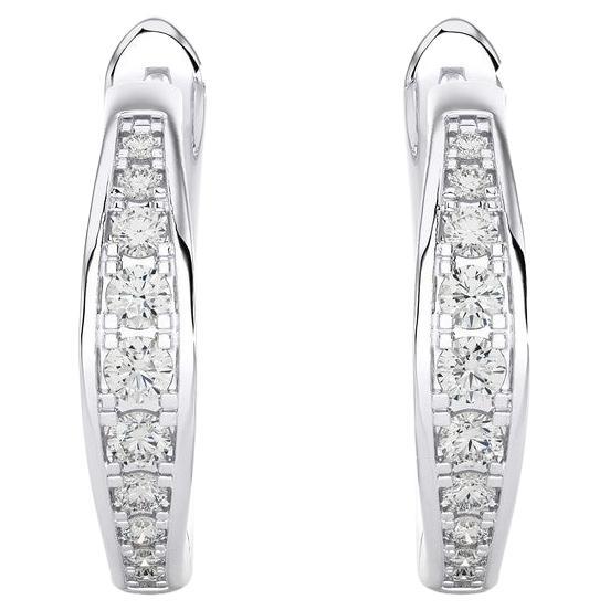 14K Weißgold Diamanten Huggie-Ohrring -0.15 CTW im Angebot