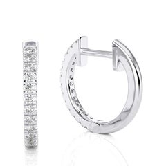 Pendiente Huggie Diamantes Oro Blanco 14K -0.17 CTW